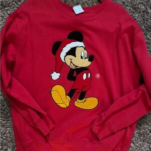 Disney Red Crewneck Sweater with Mickey Mouse Mickey Christmas